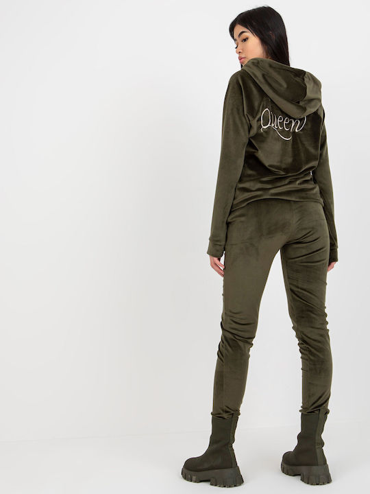 Relevance Damen-Sweatpants-Set Khaki Samt