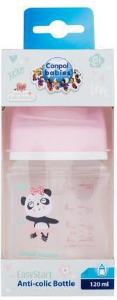 Canpol Babies Plastic Baby Bottle Anti-colic with Silicone Teat for 0+ Months Pink Pink 120ml