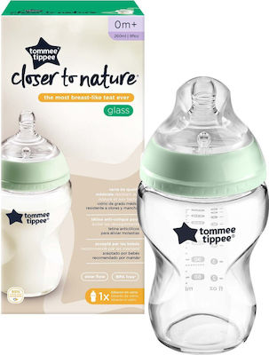 Tommee Tippee Glass Bottle Closer to Nature with Silicone Nipple for 0+, 0+ m, months Green 250ml 1pcs