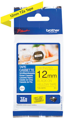 Brother TZe-631S Ταινία Ετικετογράφου 4m x 12mm σε Κίτρινο Χρώμα