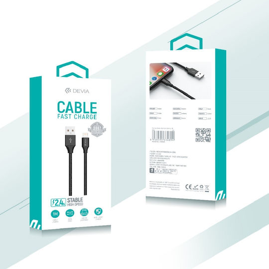 Devia Gracious Geflochtenes USB 2.0 Kabel USB Typ-C männlich - USB-A Schwarz 2m DVCB-351150