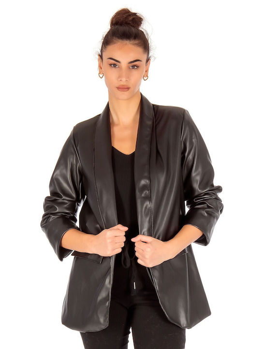 Silia D Women's Leather Blazer Black