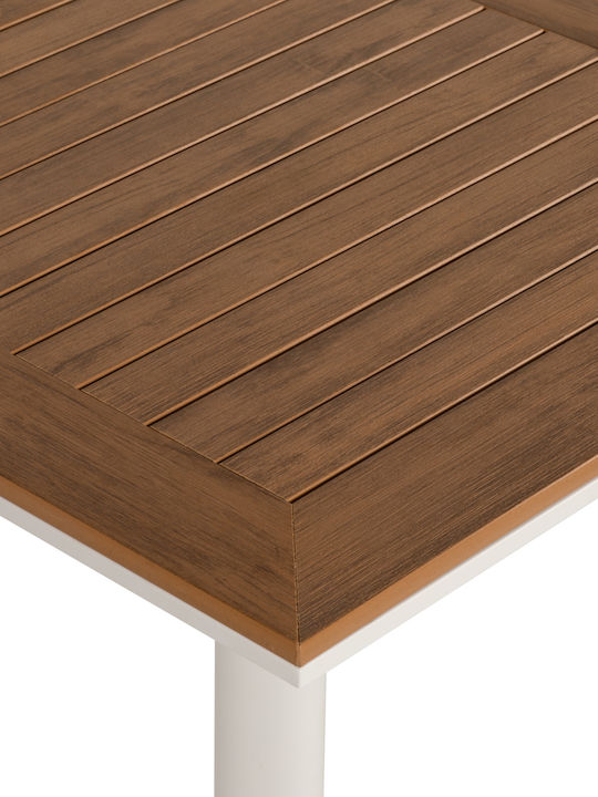 Маса Бар за Малки Външни Пространства Стабилна Polywood с Метален Скелет Namibia White / Walnut 70x70x72бр