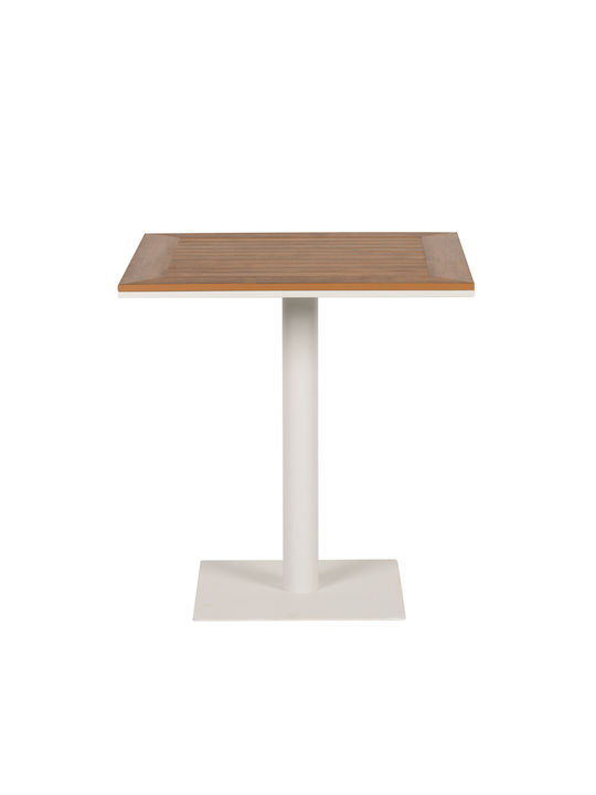 Маса Бар за Малки Външни Пространства Стабилна Polywood с Метален Скелет Namibia White / Walnut 70x70x72бр