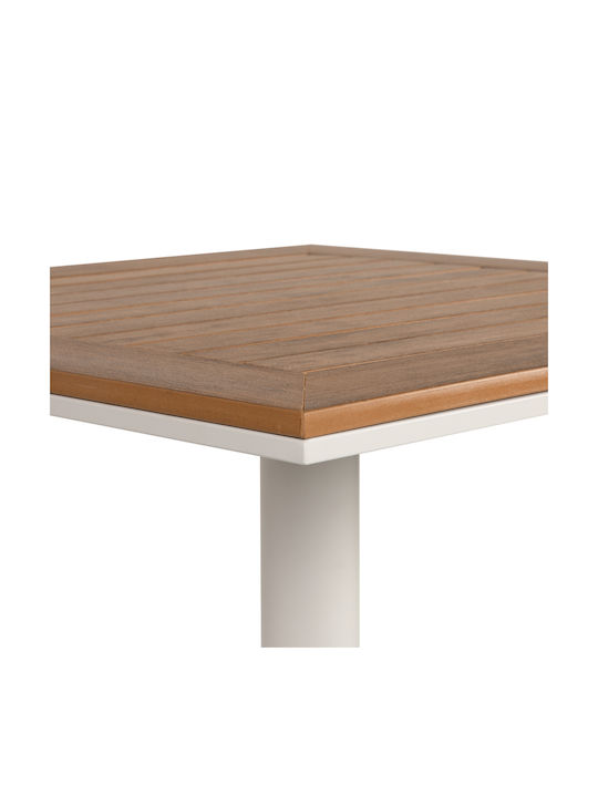Маса Бар за Малки Външни Пространства Стабилна Polywood с Метален Скелет Namibia White / Walnut 70x70x72бр