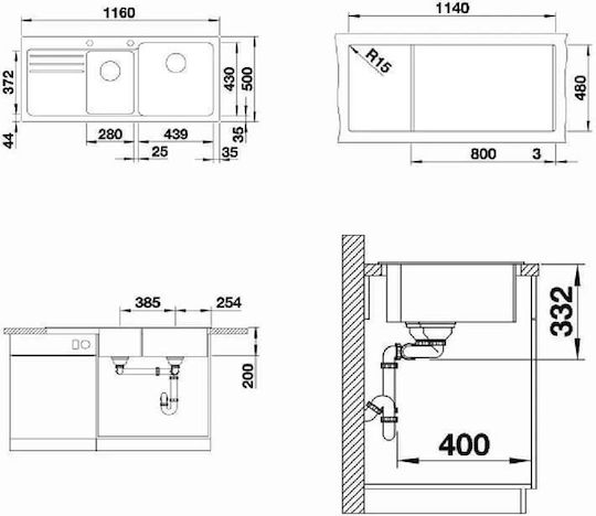 Blanco Naya 8 S Drop-In Кухненски Мивка от Течен Гранит М116xШ50см Софт Уайт