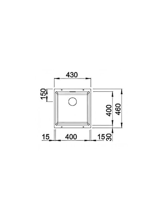 Blanco Subline 400-U 525990 Undermount Sink Synthetic Granite W40xD40cm Black