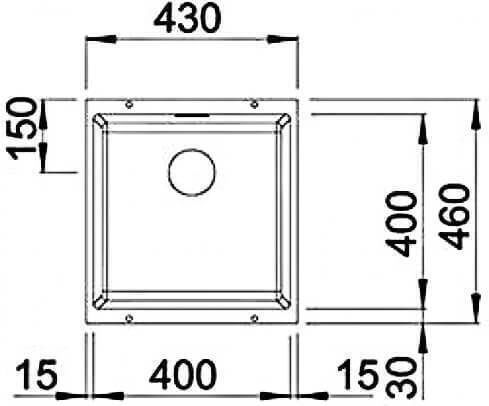 Blanco Subline 400-U 525990 Sub masă Chiuvetă din Granit Sintetic L40xW40cm Negru