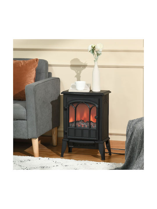 HomCom Επιδαπέδιο Ηλεκτρικό Τζάκι 2000W 39x56.5cm Μαύρο
