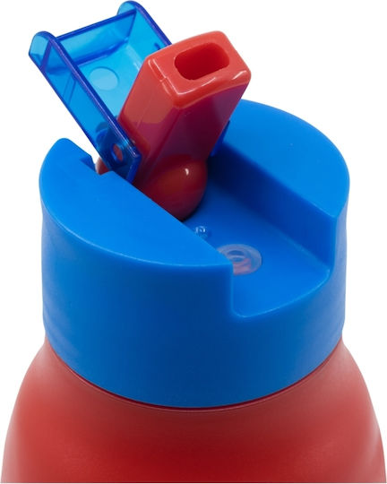 Stor Plastic Kids Water Bottle Spiderman with Straw Red 420ml