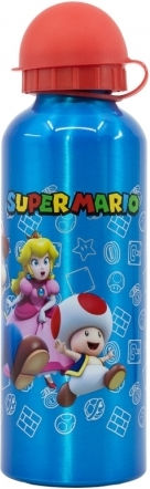 Stor Kids Water Bottle Super Mario Aluminium Blue 530ml