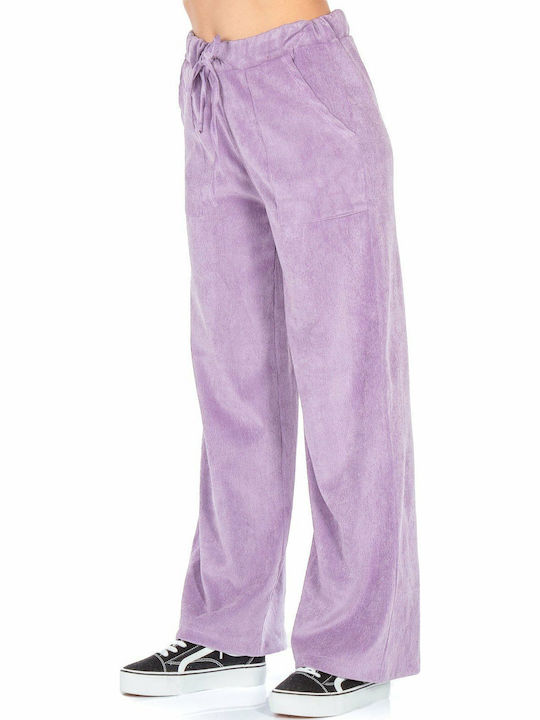Women's High-waisted Fabric Trousers Purple