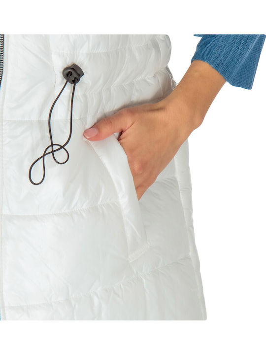 Short Women's Sleeveless Puffer Jacket for Winter White