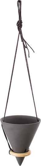 GloboStar Aigina Висящи Саксия Керамика Черен 13x13x15εκ.