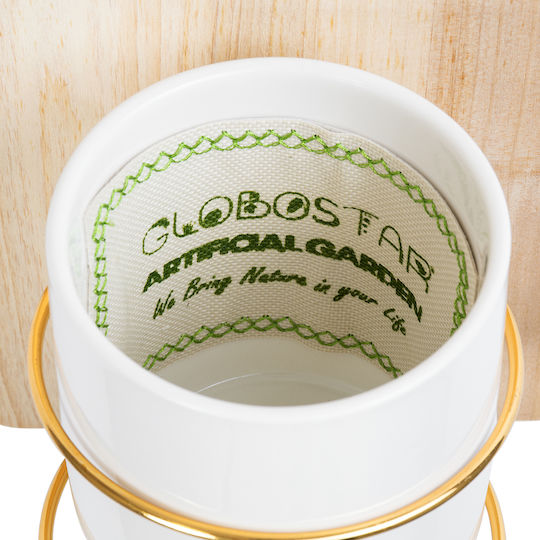 GloboStar Ikaria Suspendat Ghiveci Ceramică Bej 13x13x23εκ.