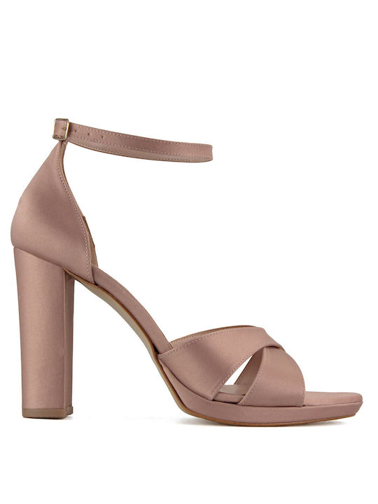 Silia D Fabric Women's Sandals with Ankle Strap Pink