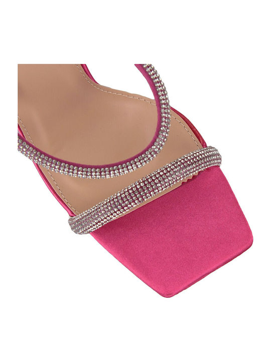Din material textil Sandale cu strasuri Fuchsia