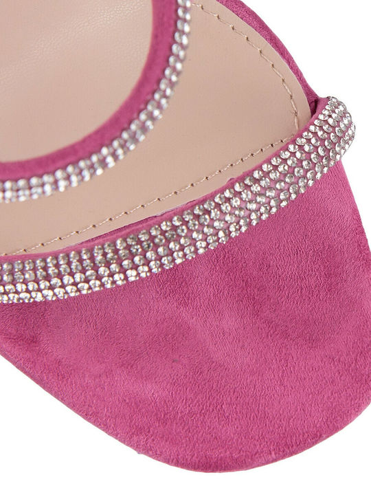 Silia D Suede Women's Sandals with Strass Fuchsia