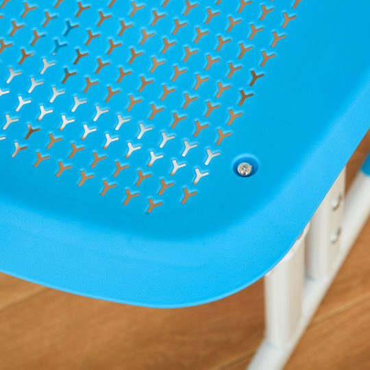 Kids Desk Made of Melamine White and Blue 60x45x60-72cm