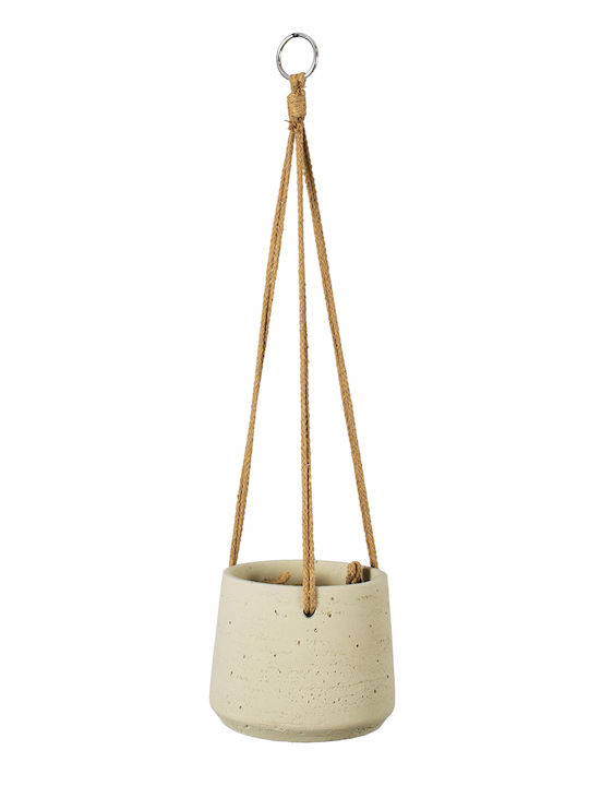 GloboStar Donousa Hanging Planter Ceramic Beige 13.5x13.5x13cm.