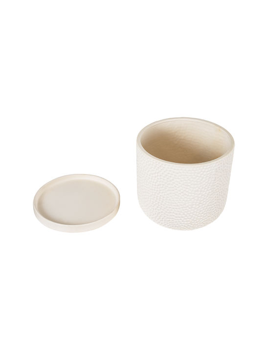 GloboStar Parga Planter Ceramic Beige with Stand 23x23x20.5cm.