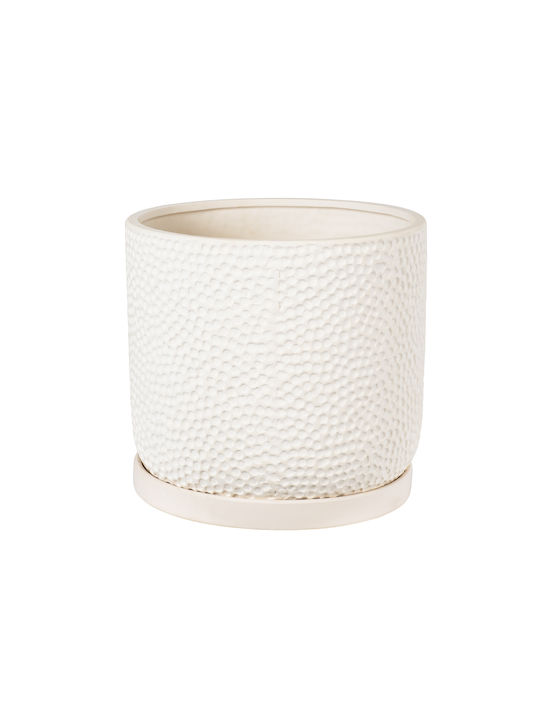 GloboStar Parga Planter Ceramic Beige with Stand 23x23x20.5cm.