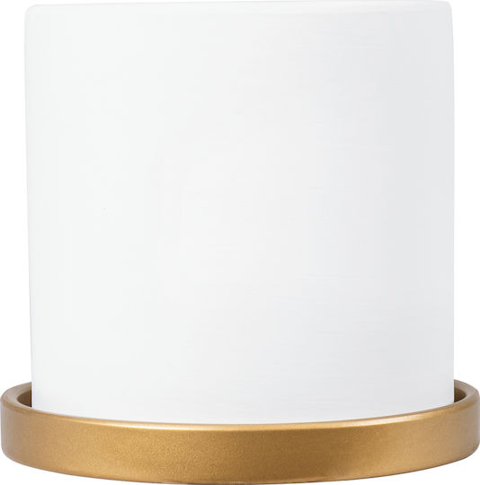 GloboStar Kasos Planter Ceramic White with Stand 15x15x15cm.