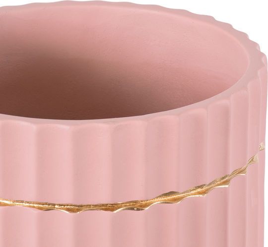 GloboStar Rethymno Übertopf Keramik Rose Gold mit Gestell 17x17x17εκ.