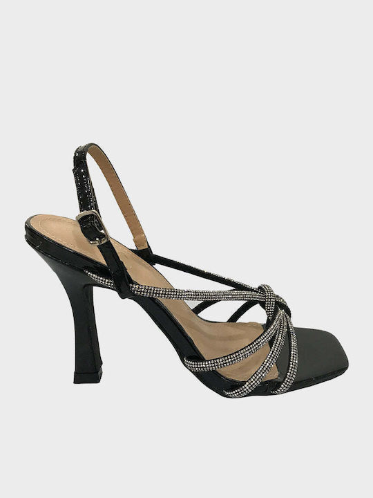 Q6318 Sandalen mit Strass Silber