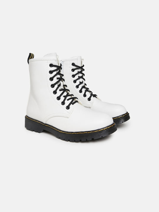 InShoes Women's Combat Boots White