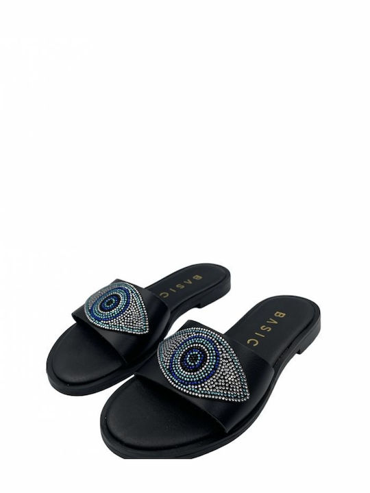 Leather sandals with eye - Black