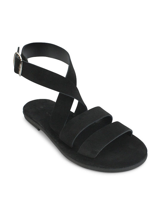 Women's anatomic leather sandal in black color