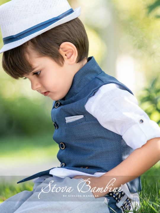 Stova Bambini Βαπτιστικό Κοστούμι με Γιλέκο για Αγόρι Λευκό 6τμχ