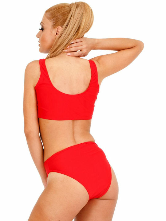 Silia D Bikini Set Sports Bra & Slip Bottom Red