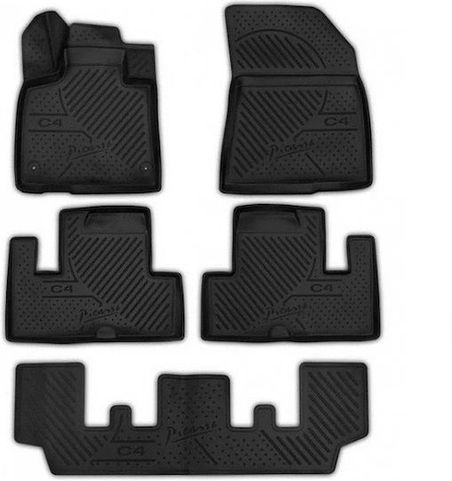 Novline Set of Front and Rear Mats 5pcs Tray Type for Citroen C4 Grand Picasso 5D 2014 Black