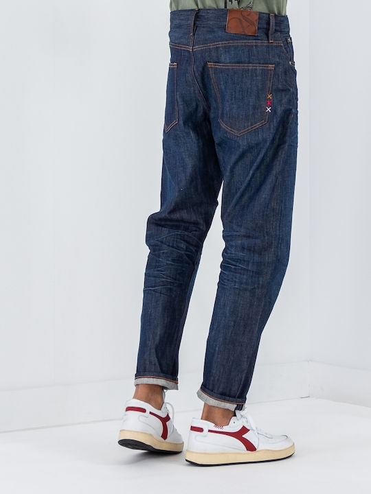 Dean Ανδρικό Παντελόνι Τζιν Ελαστικό με Loose Tapered Εφαρμογή Μπλε