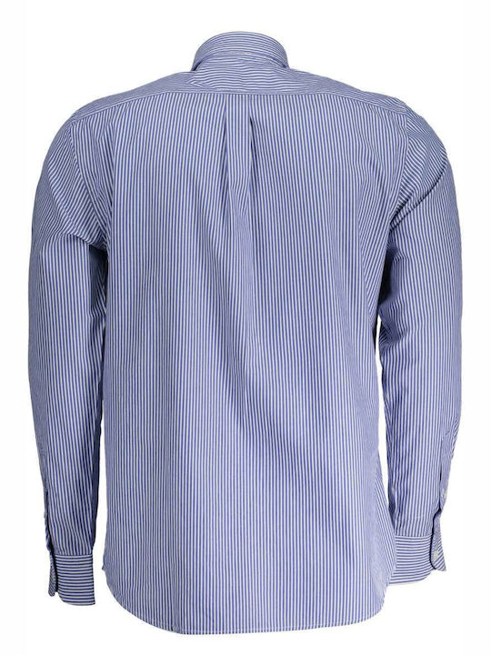 Harmont & Blaine Men's Shirt Long Sleeve Cotton Striped Blue