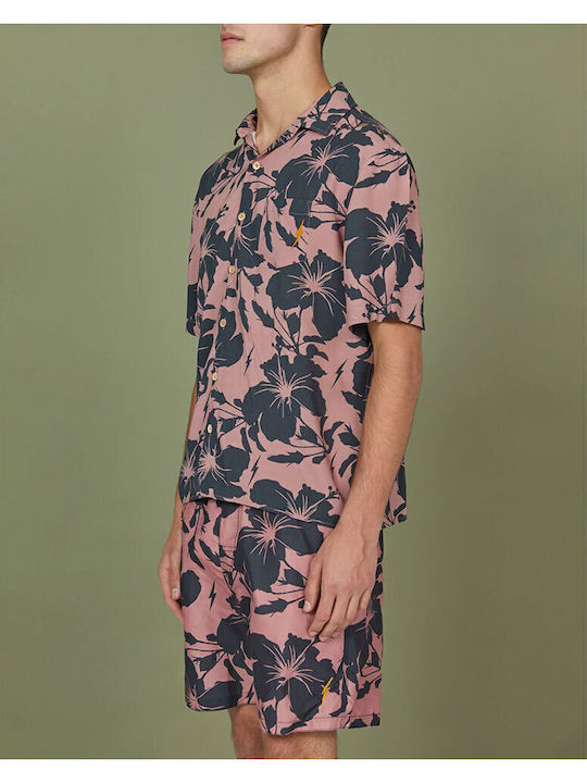Short-sleeved Shirt Floral Pink