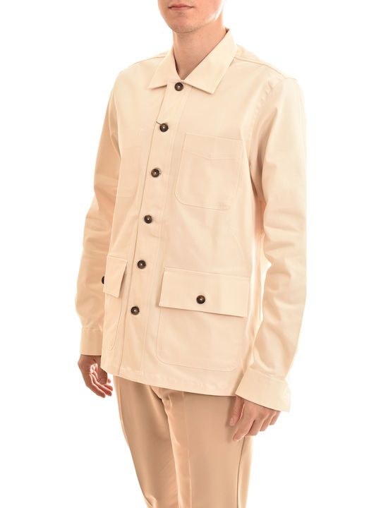 Langärmeliges Overshirt in Oversized-Passform Beige