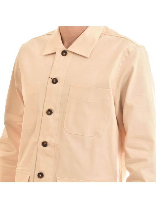 Langärmeliges Overshirt in Oversized-Passform Beige
