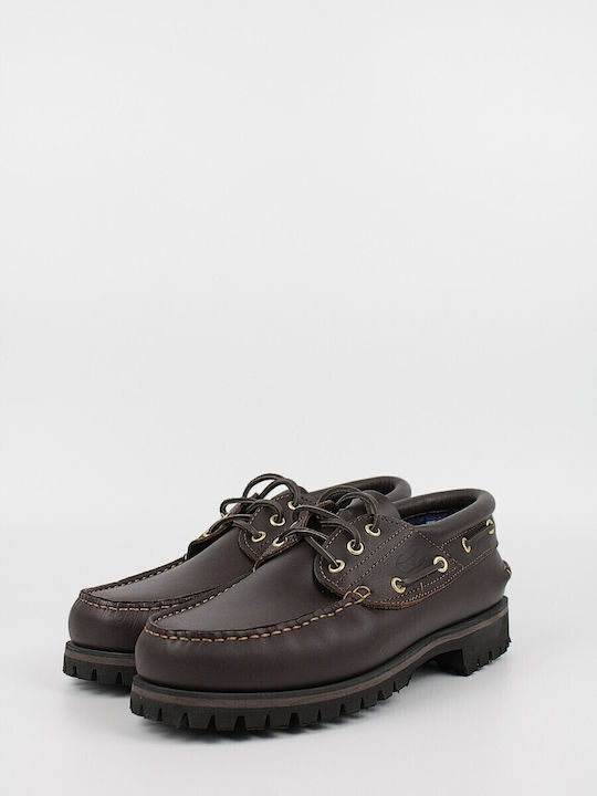 Tractor Men's Leather Boat Shoes Brown