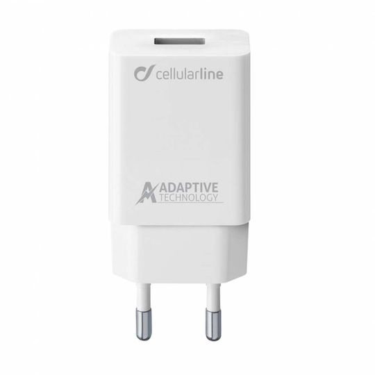 Cellular Line Ladegerät ohne Kabel mit USB-C Anschluss 15W Weißs (ACHSMUSBC15WW)