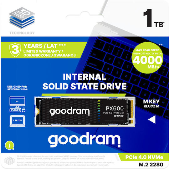 GoodRAM PX600 SSD 250GB M.2 Type with PCI Express 4.0 Connection and Heatsink