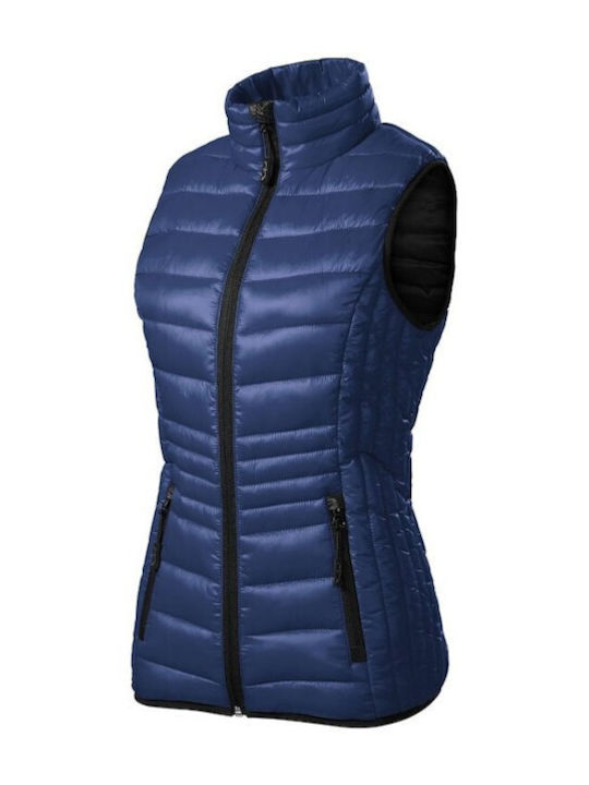 Malfini Women's Short Puffer Jacket for Spring or Autumn with Hood Navy Blue