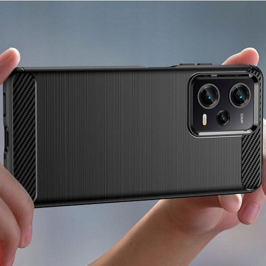 Techsuit Carbon Umschlag Rückseite Silikon Schwarz (Redmi Note 12 Pro / Poco X5 Pro)