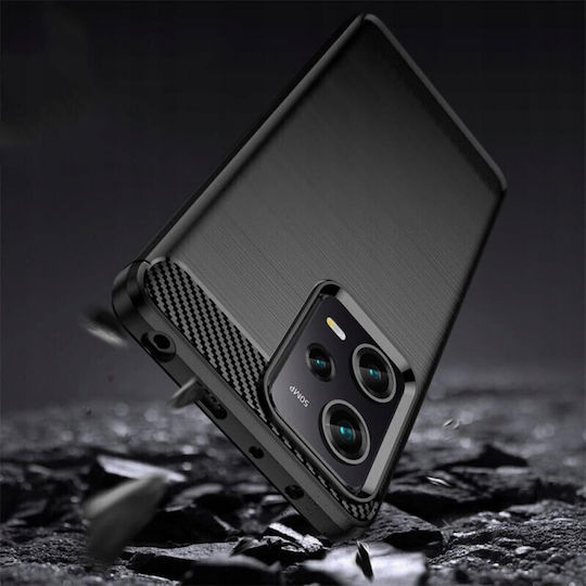Techsuit Carbon Umschlag Rückseite Silikon Schwarz (Redmi Note 12 Pro / Poco X5 Pro)