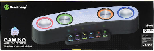 New Rixing NR-555 Computerlautsprecher 2.0 mit RGB-Beleuchtung und Bluetooth Leistung 10W in Schwarz Farbe