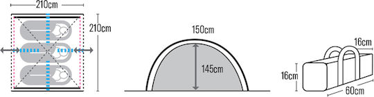 Hupa Comet 3P Summer Camping Tent Igloo Green with Double Cloth for 3 People 210x210x150cm