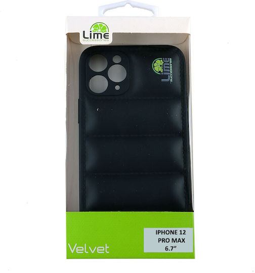 Lime Bumpy Puffer Задна корица Силикон с Каишка Черен (iPhone 12 Pro Max)