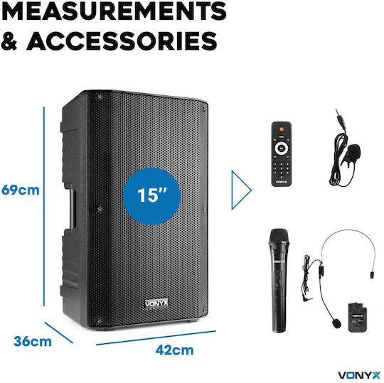 Vonyx Vonyx Karaoke-Lautsprecher mit Kabellosem Mikrofon VSA700-BP 174.060 Combo Schwarz